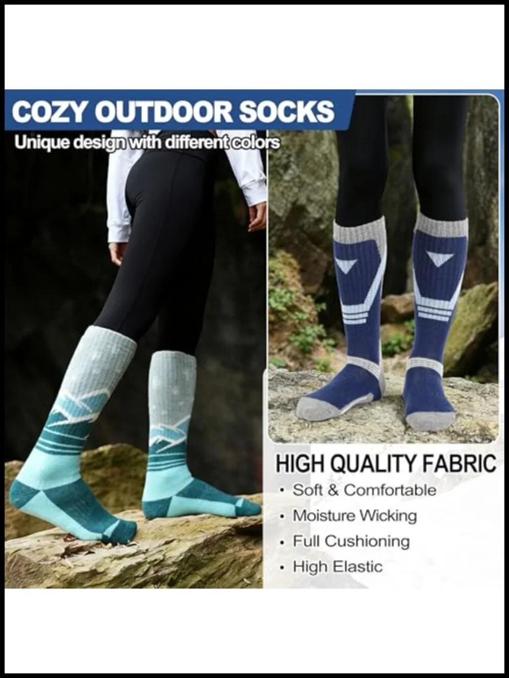 3 Pairs Merino Wool Ski Socks Thermal Winter Thick Knee High Snowboarding Socks